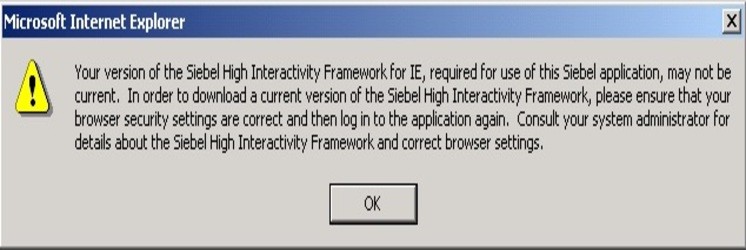 siebel high interactivity framework for ie 11